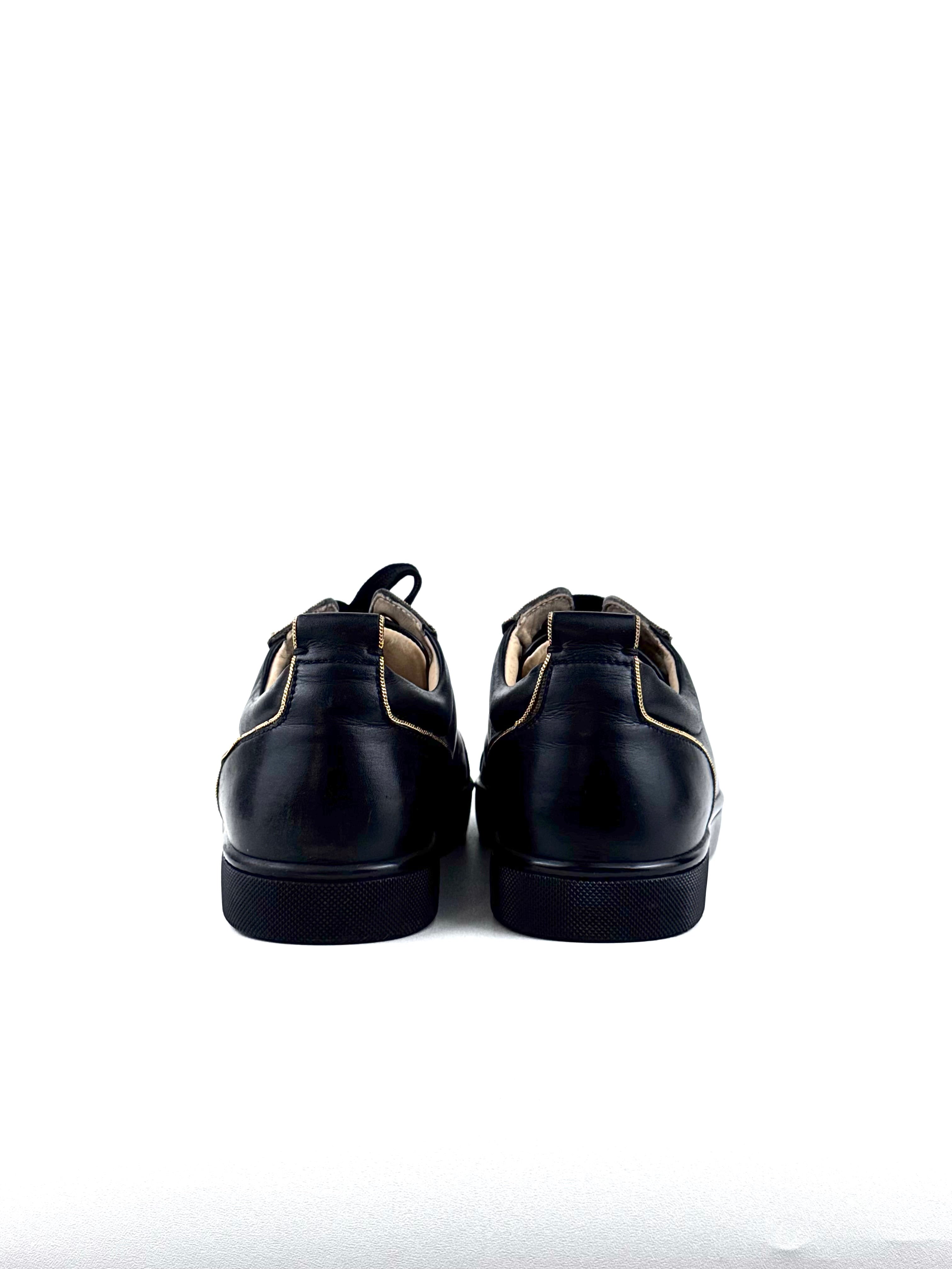 Christian Louboutin Junior Spike Calf Leather Gold Studs Sneakers