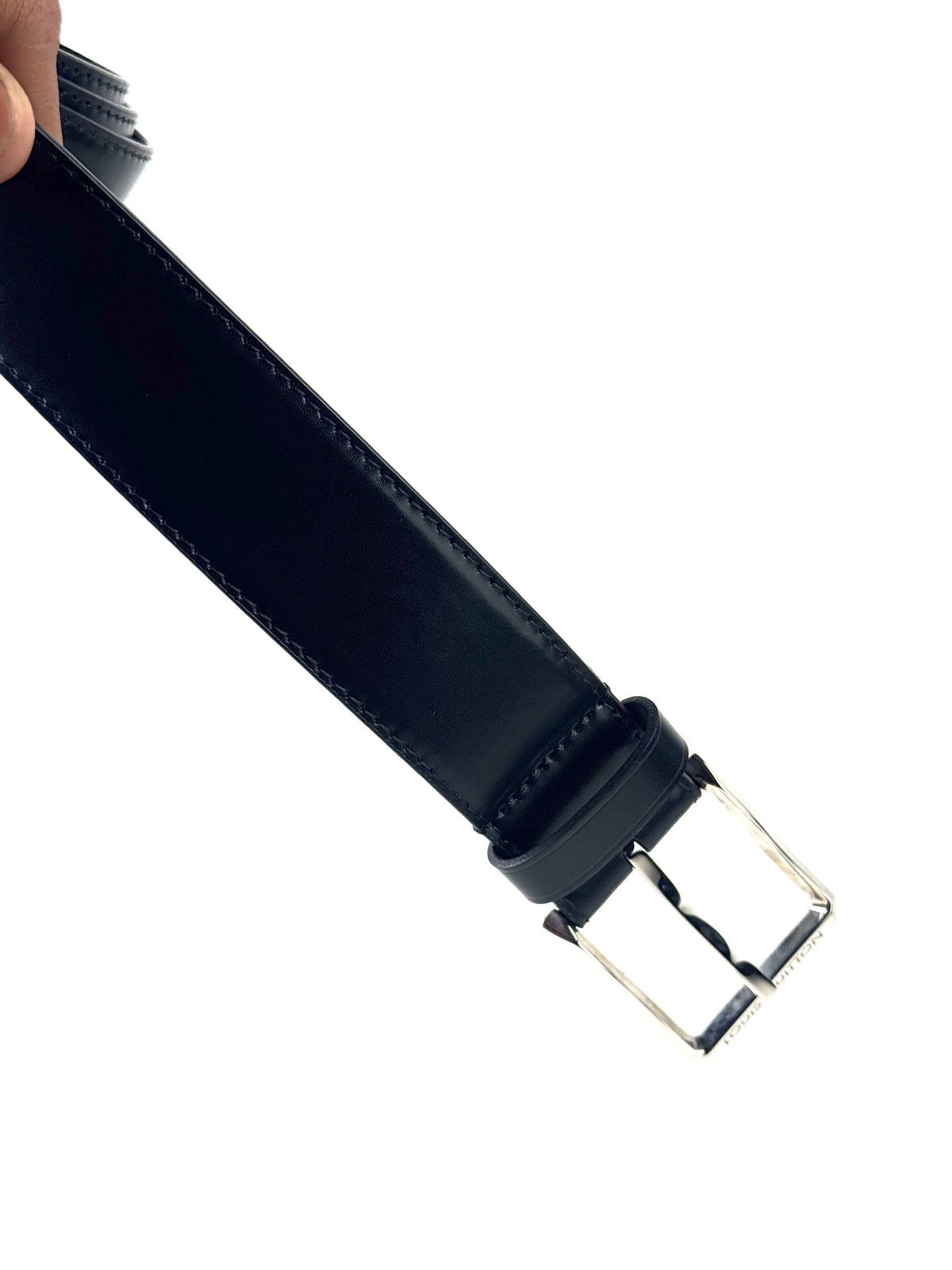 Louis Vuitton City Pin Damier Black Leather Belt