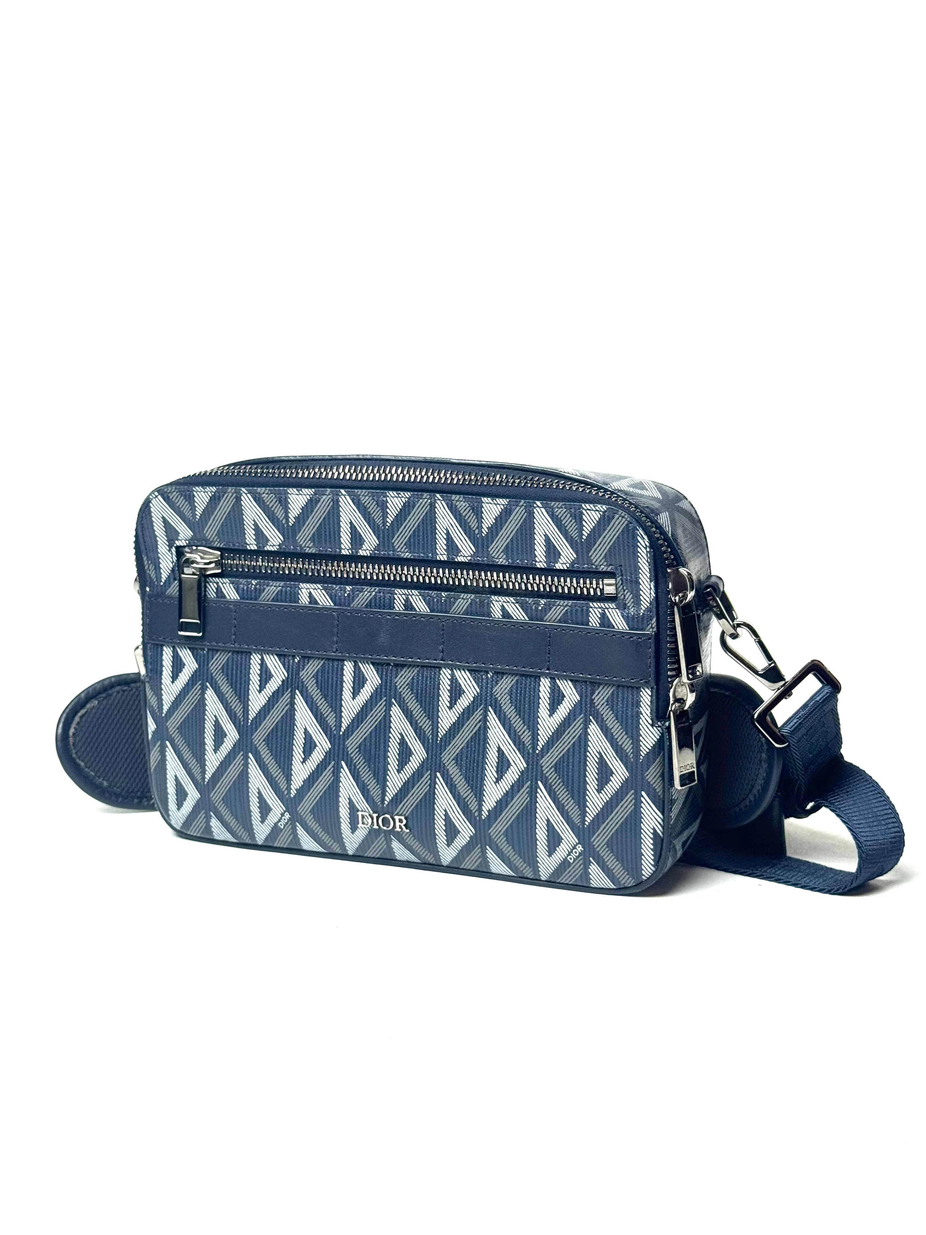 Christian Dior Diamond Navy Safari Messenger Bag