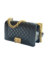 Chanel Boy GHW Black Caviar Leather Shoulder Bag 5