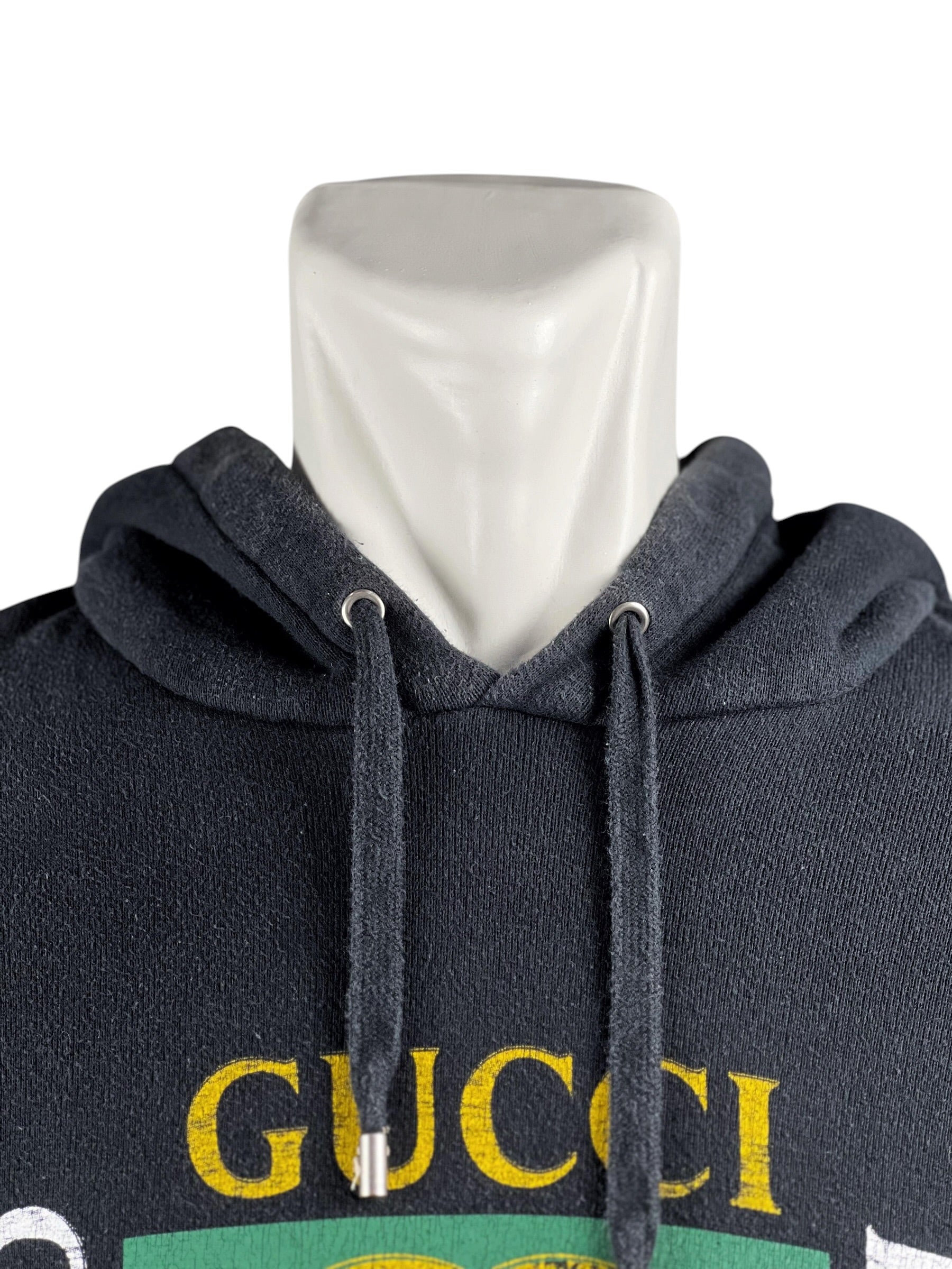 Gucci GG Distressed Logo Black Hoodie