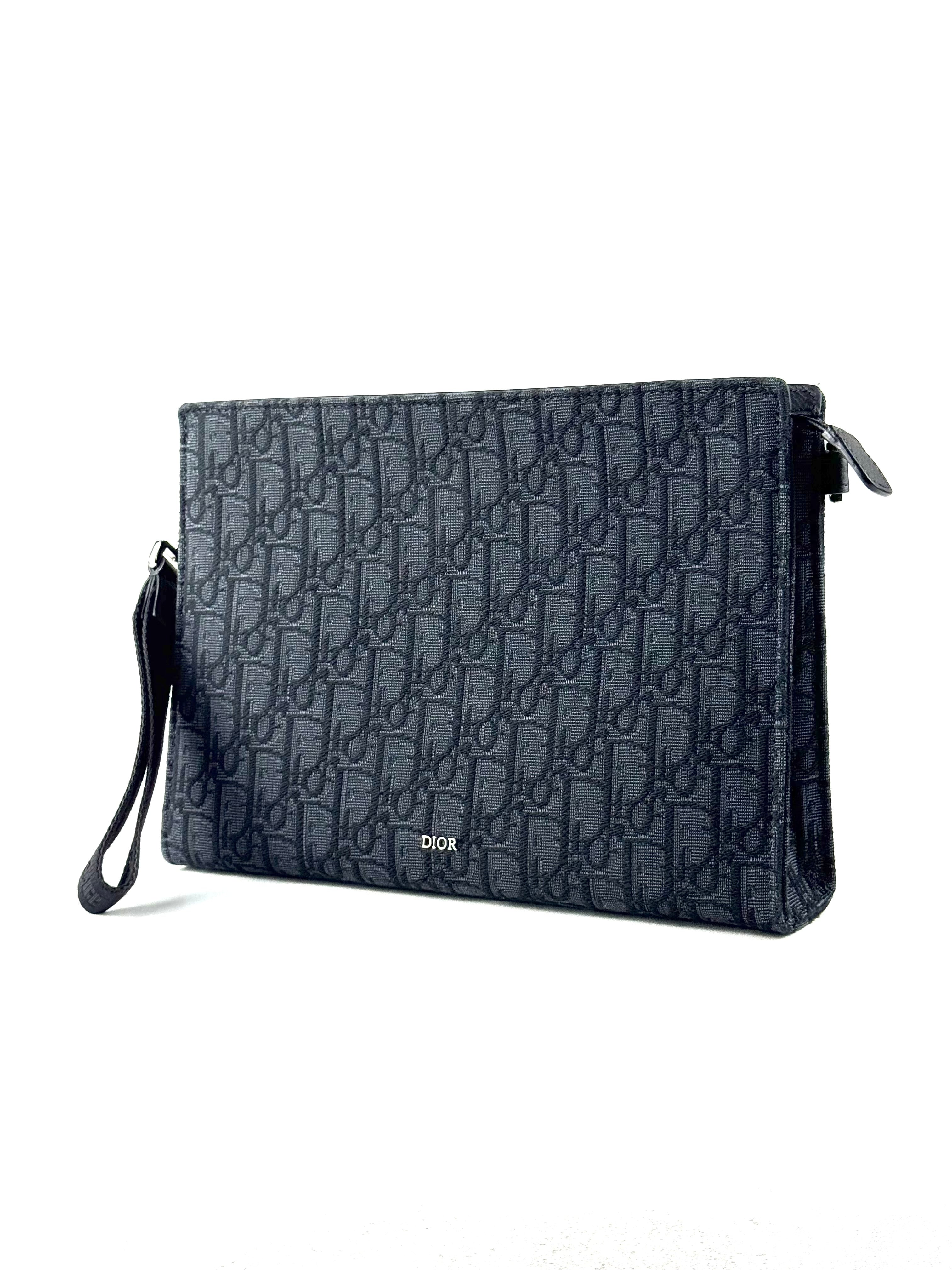 Christian Dior Oblique Jacquard Black A5 Triangle Pouch