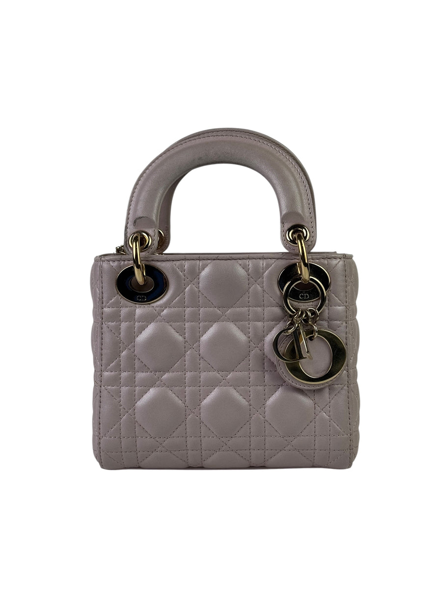 Christian Dior Lady Dior Mini Soft Pink GHW Bag