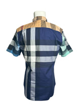 Burberry London Brown Blue Check Short Sleeve Shirt 6