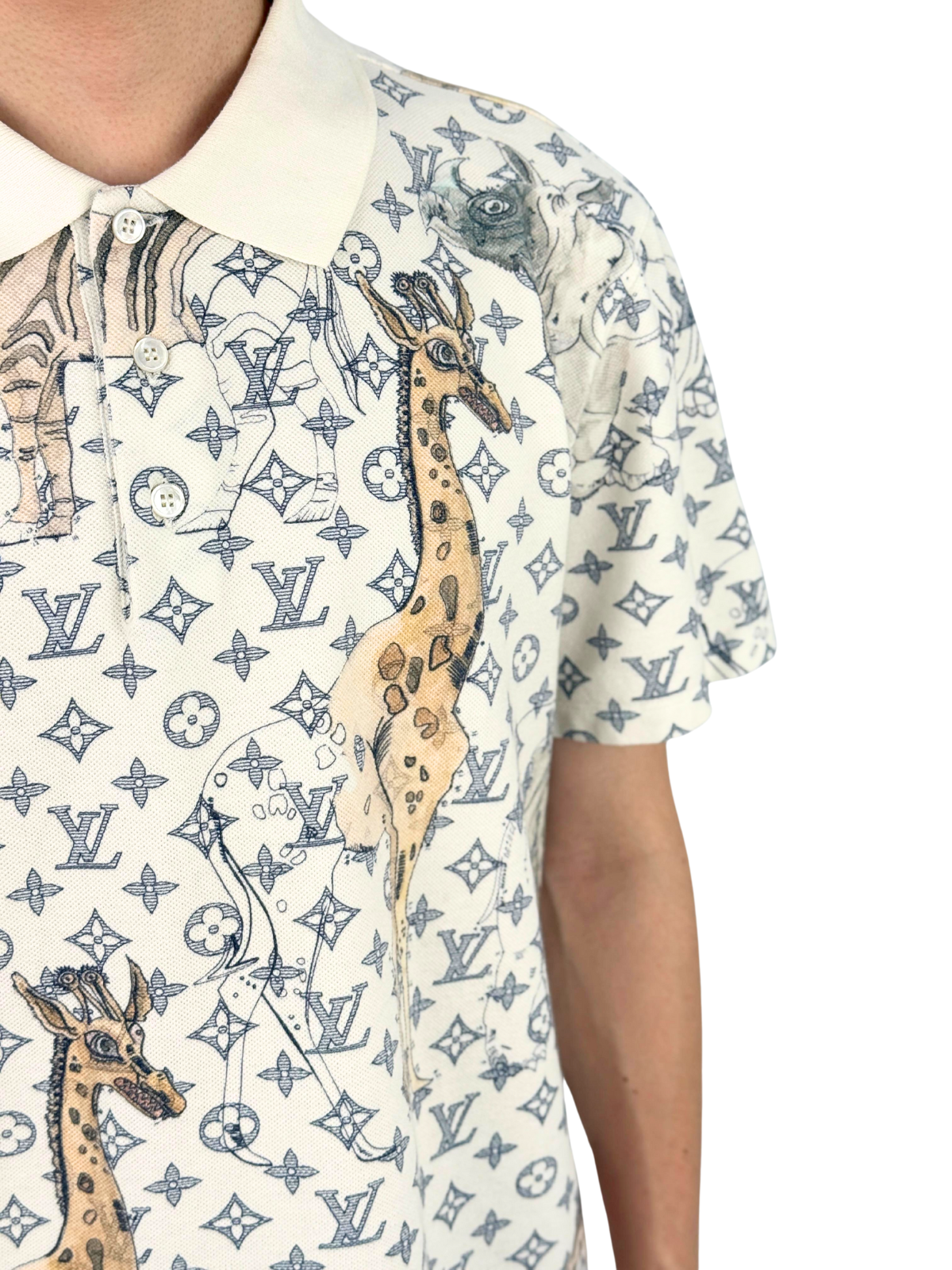 Louis Vuitton x Chapman Brothers Monogram White Polo Shirt