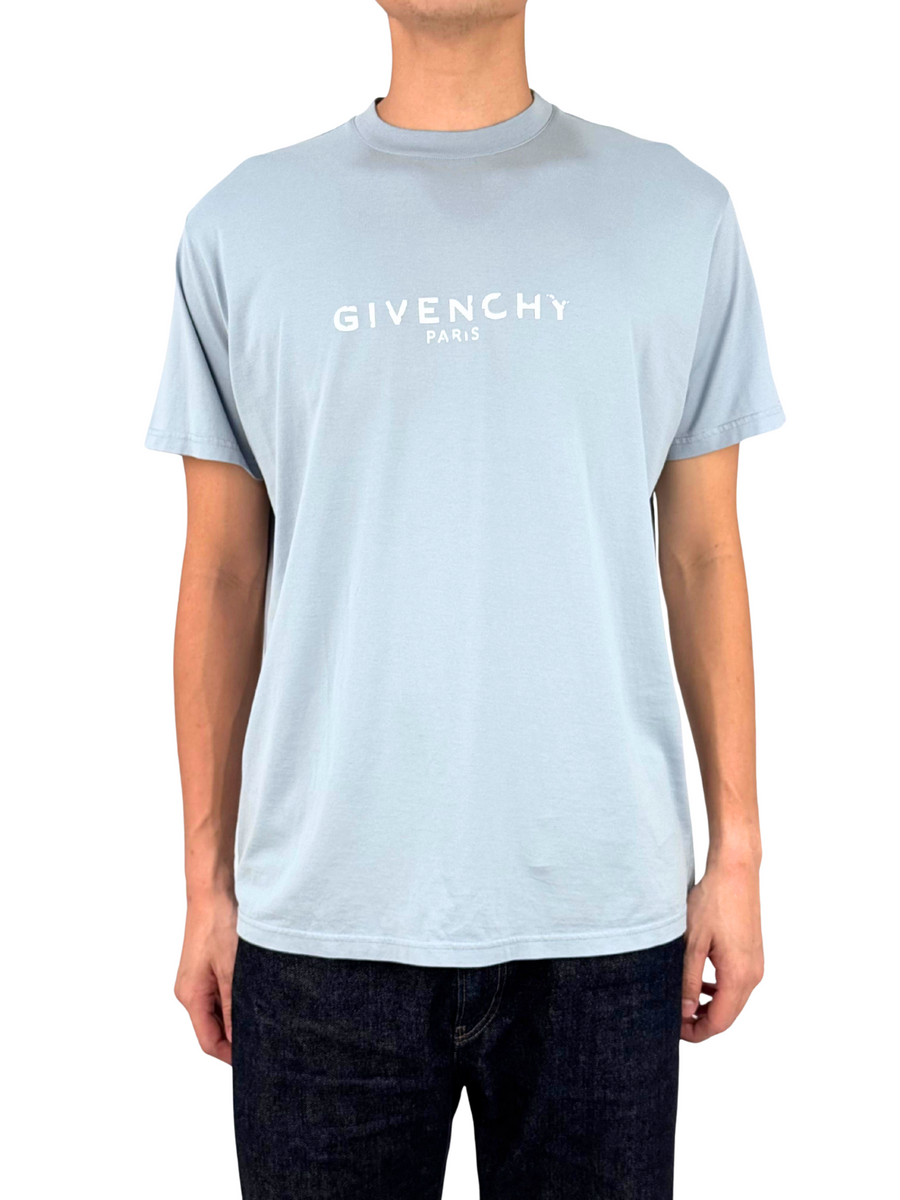 Givenchy Blue Distressed Logo T-Shirt