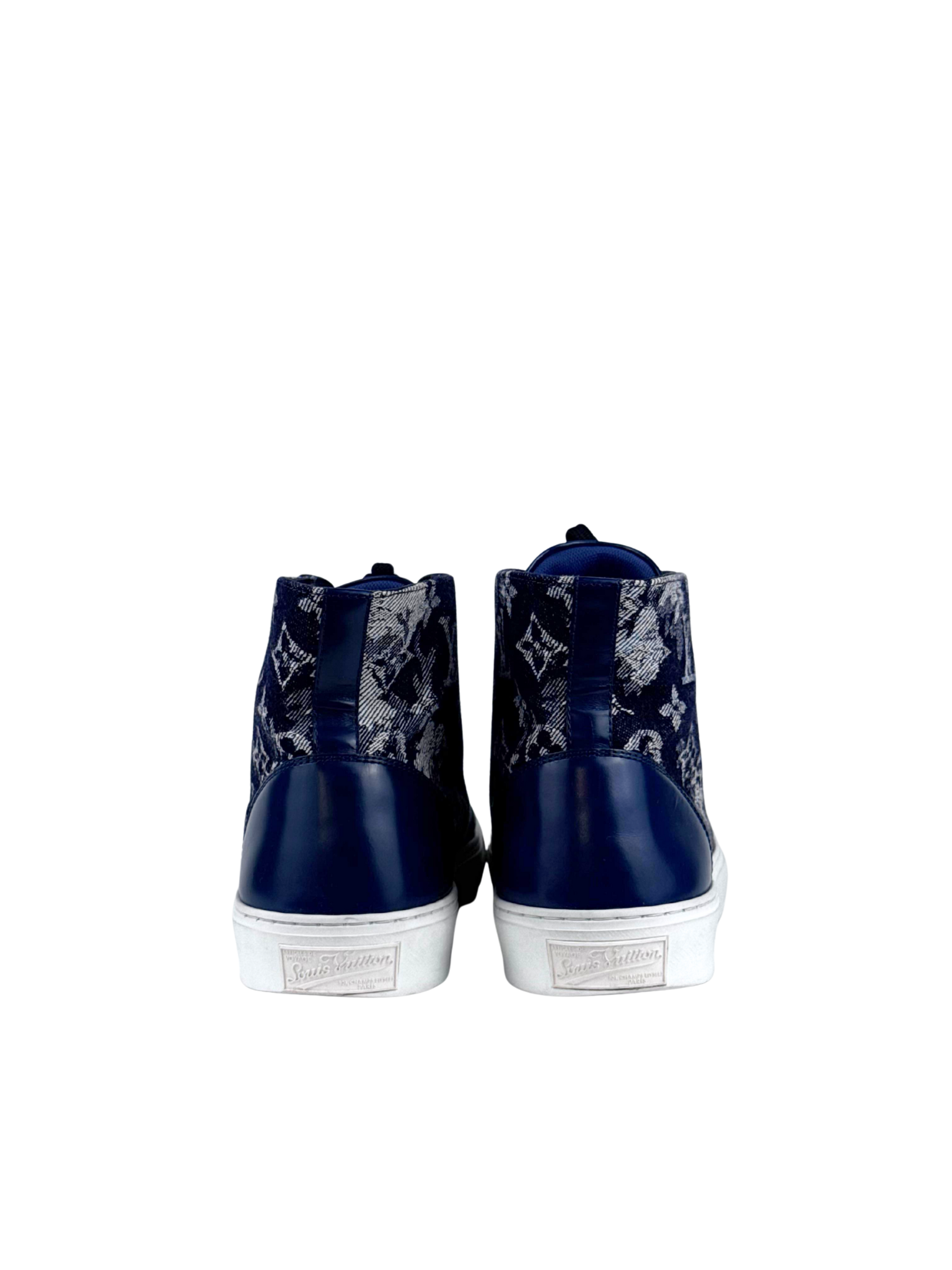 Louis Vuitton Tapestry Denim Monogram High Top Sneakers