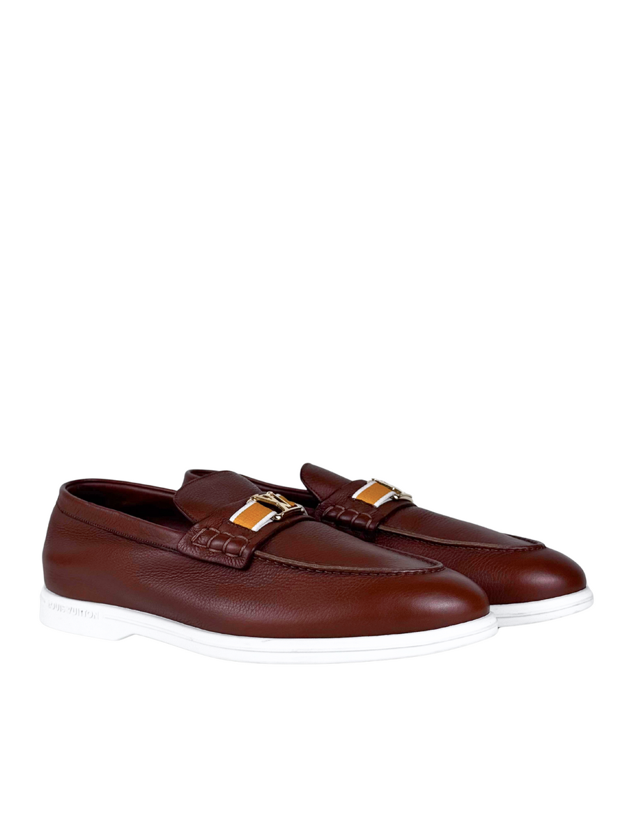 Louis Vuitton Estate Logo Brown Leather Loafers