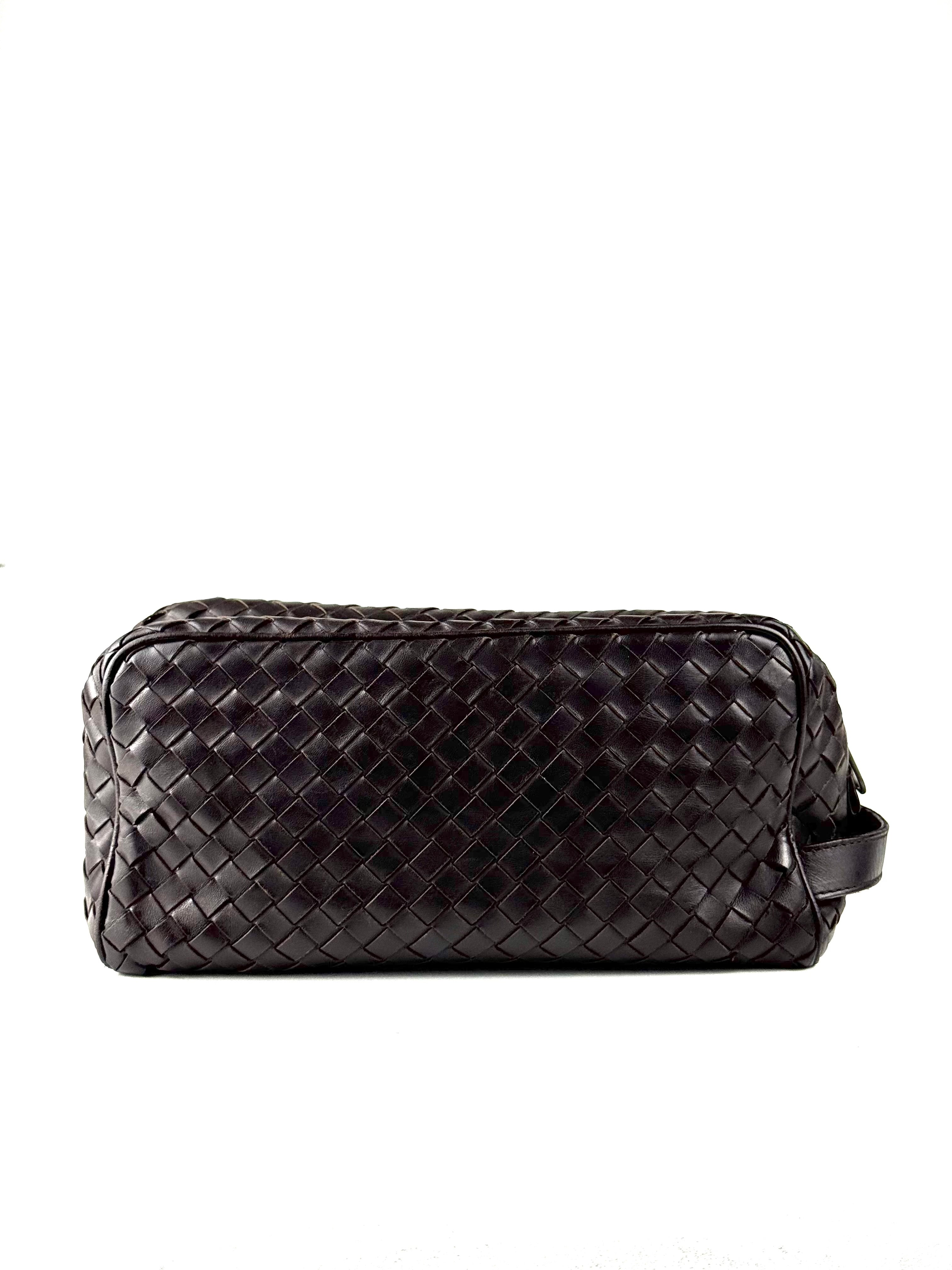 Bottega Veneta Intrecciato Brown Toiletry Pouch