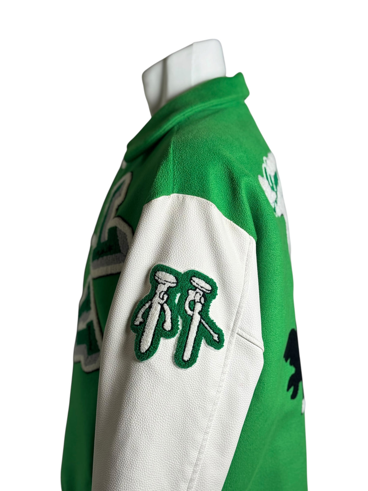 Louis Vuitton Green Wool Varsity Leather Jacket