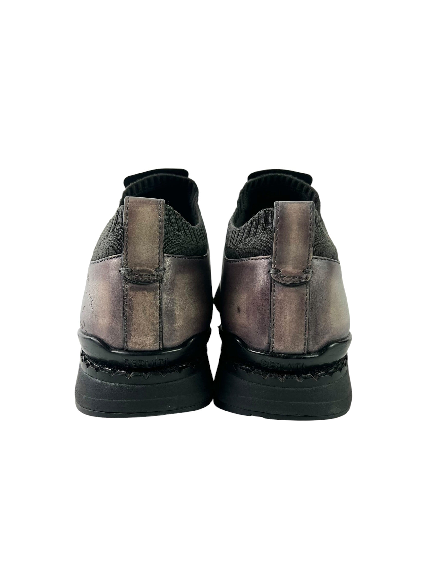 Berluti Scritto Grey Fast Track Slip-On Sneakers