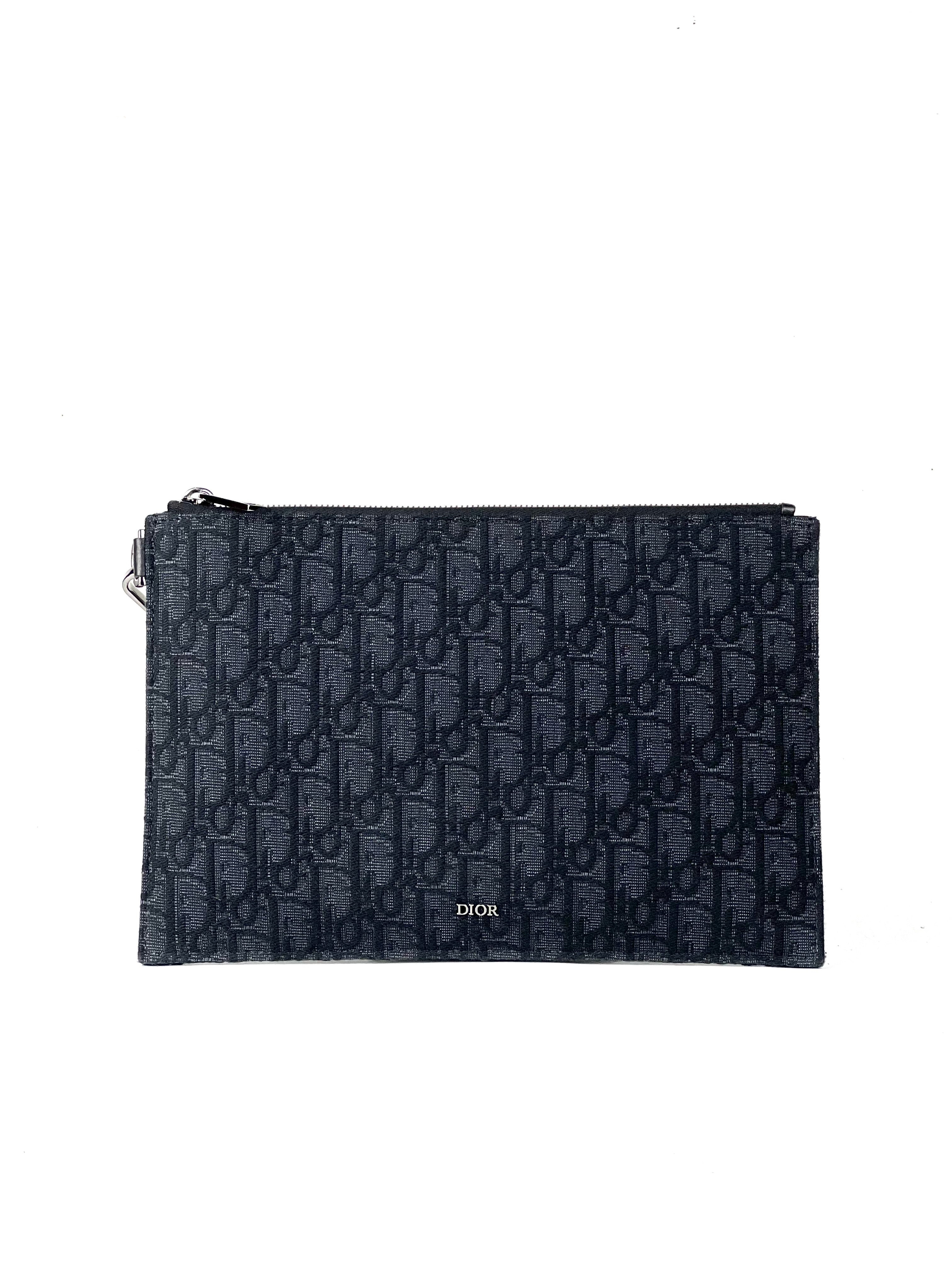 Christian Dior Oblique Jacquard Black A5 Pouch