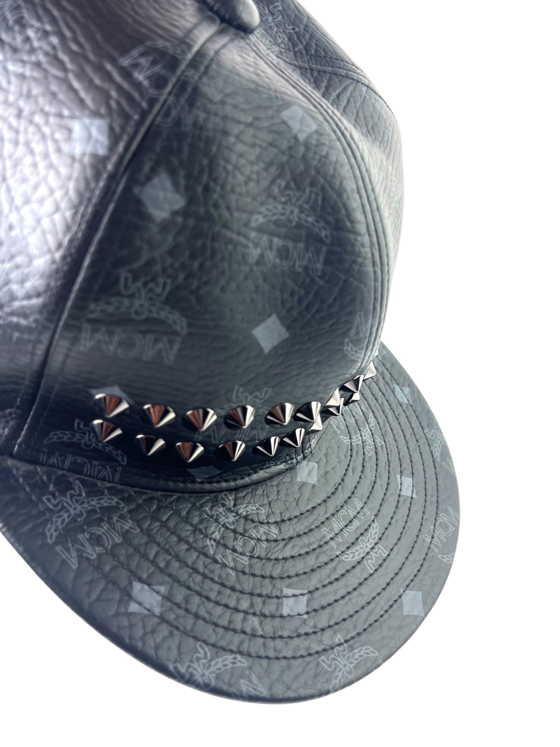 MCM Studs Visetos Leather Cap