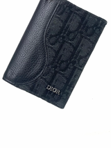 Christian Dior Black Grained Leather & Oblique Jacquard Pocket Wallet 5