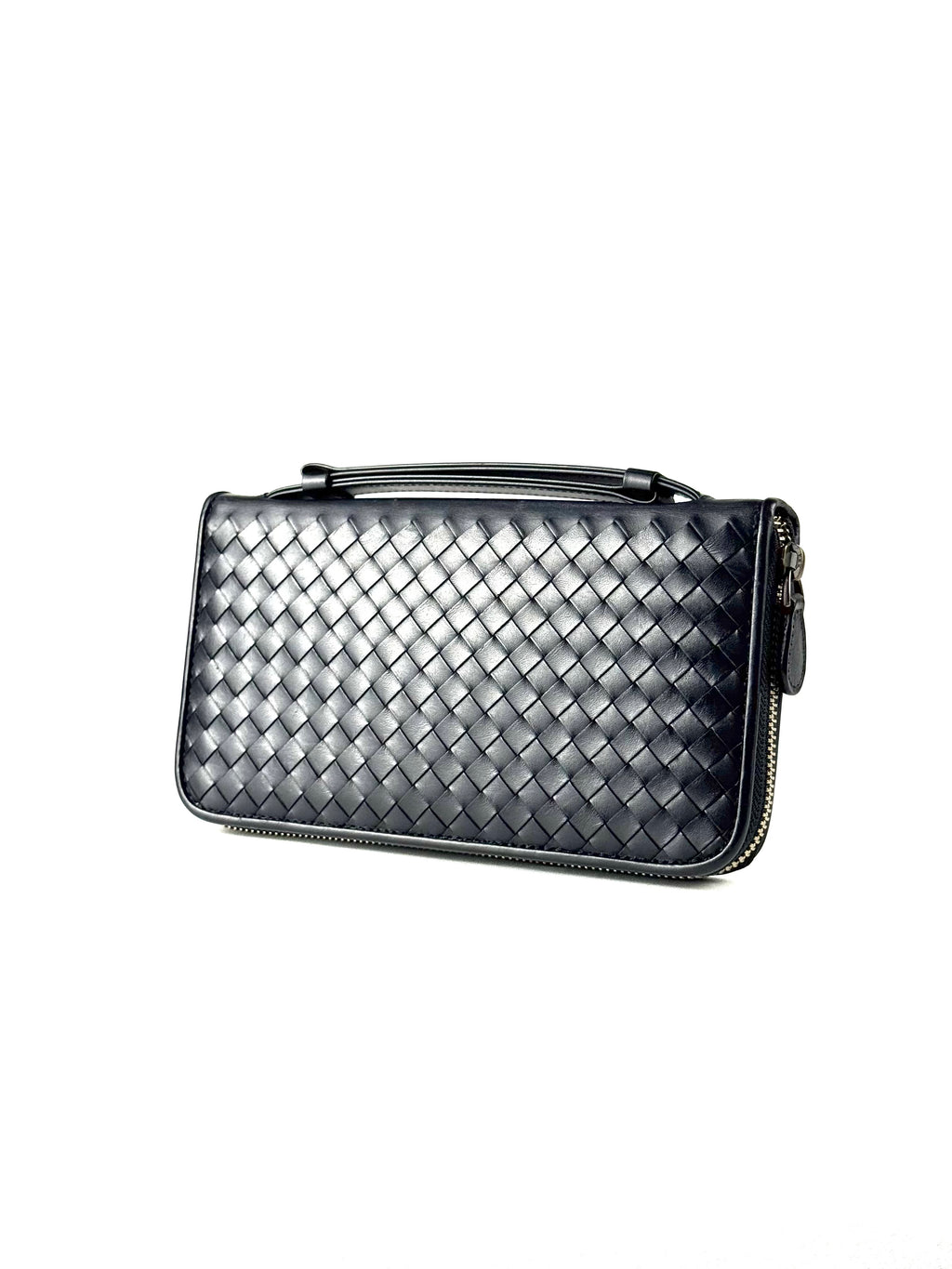 Bottega Veneta Intrecciato Black Zippy Travel Wallet