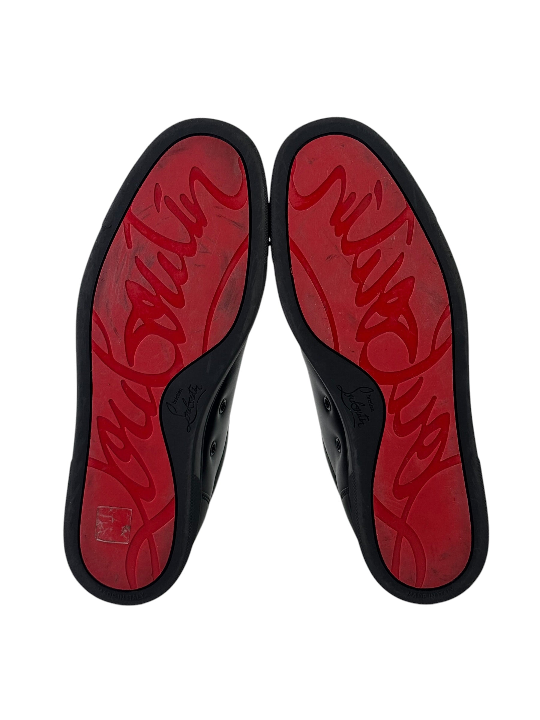 Christian Louboutin Junior Spike Calf Skin Black Sneakers
