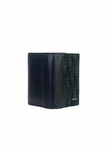 Christian Dior Black Grained Leather & Oblique Jacquard Pocket Wallet 3