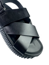 Hermès Electric Black Leather Suede Sandals 6
