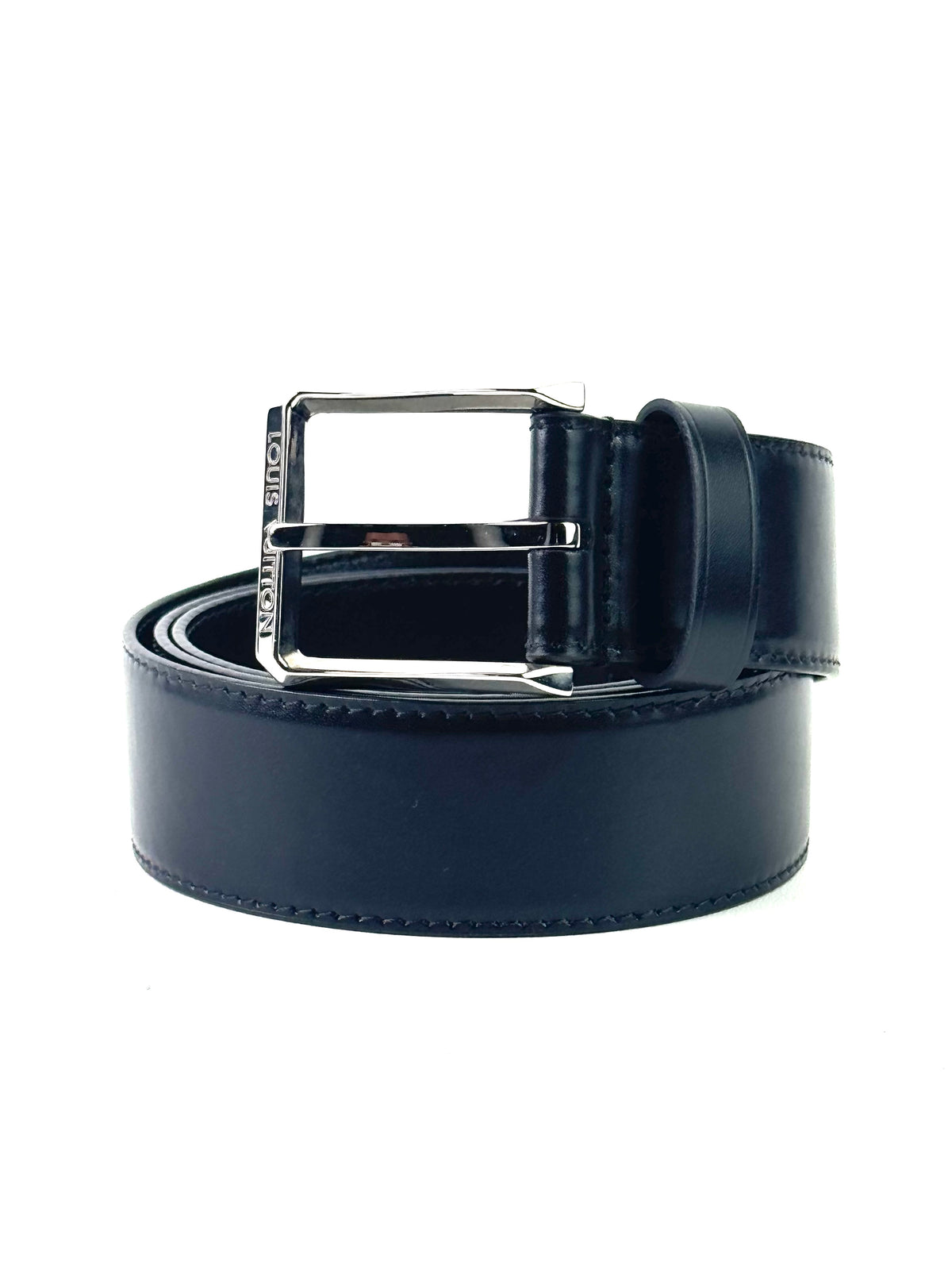 Louis Vuitton City Pin Damier Black Leather Belt