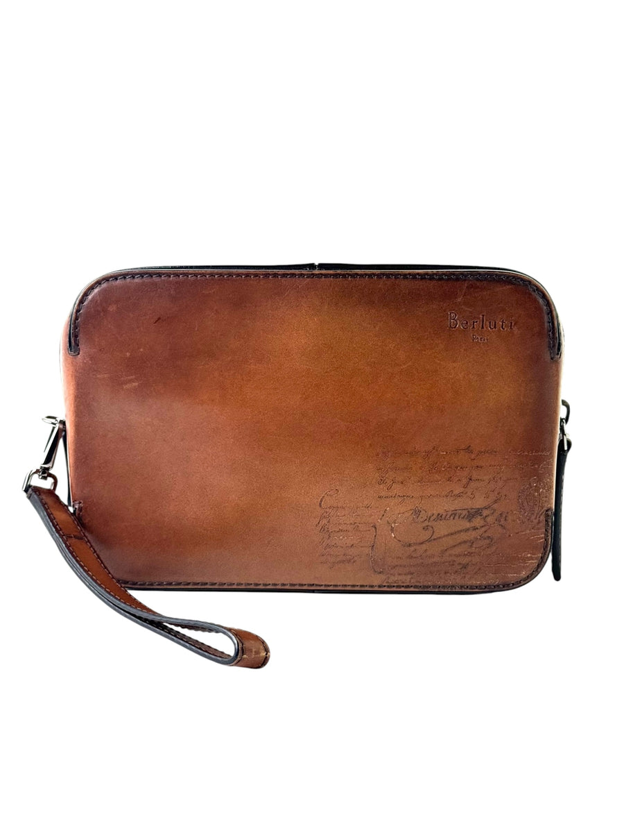 Berluti Scritto Signature Brown Clutch