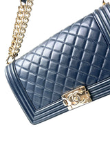 Chanel Boy Lambskin Navy GHW Medium Shoulder Bag 6