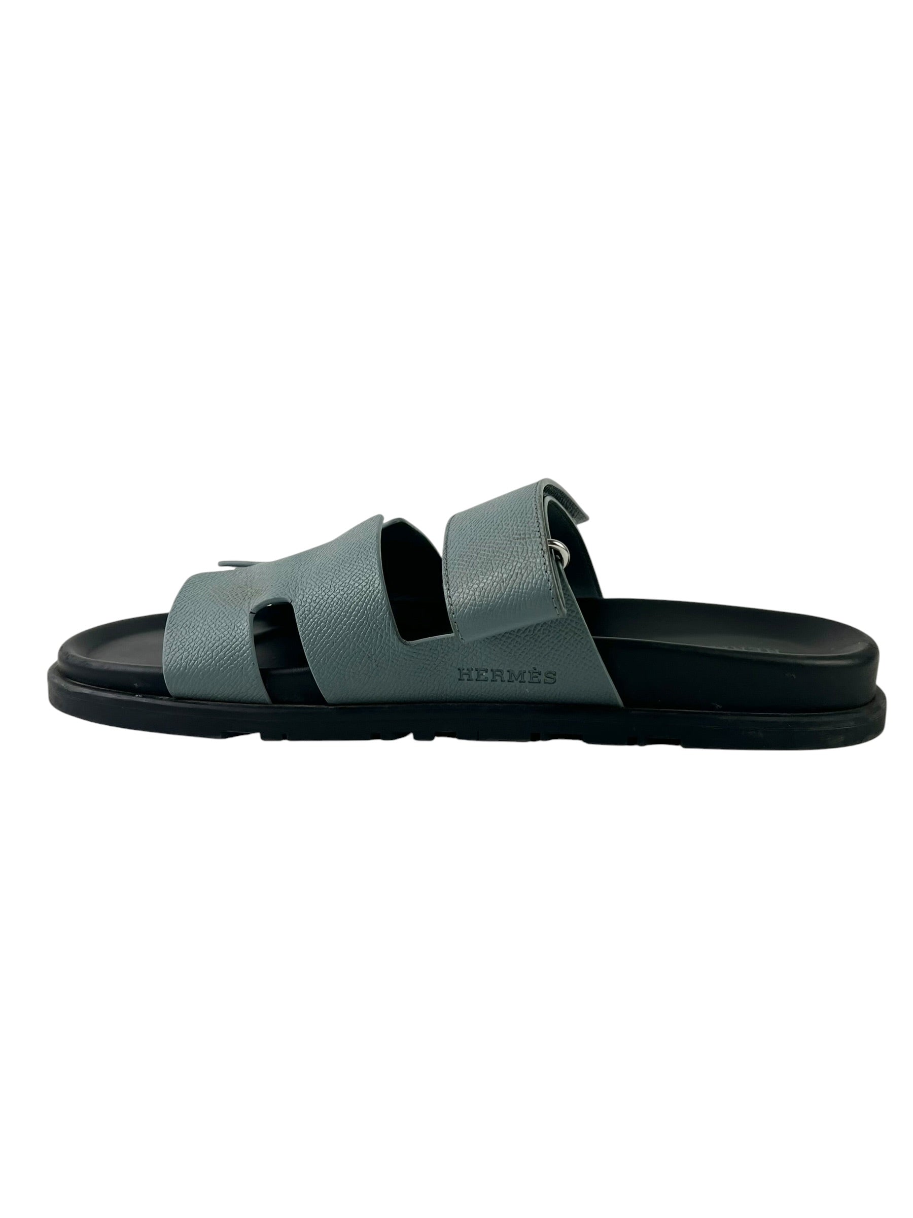 Hermès Chypre Blue Leather Sandals