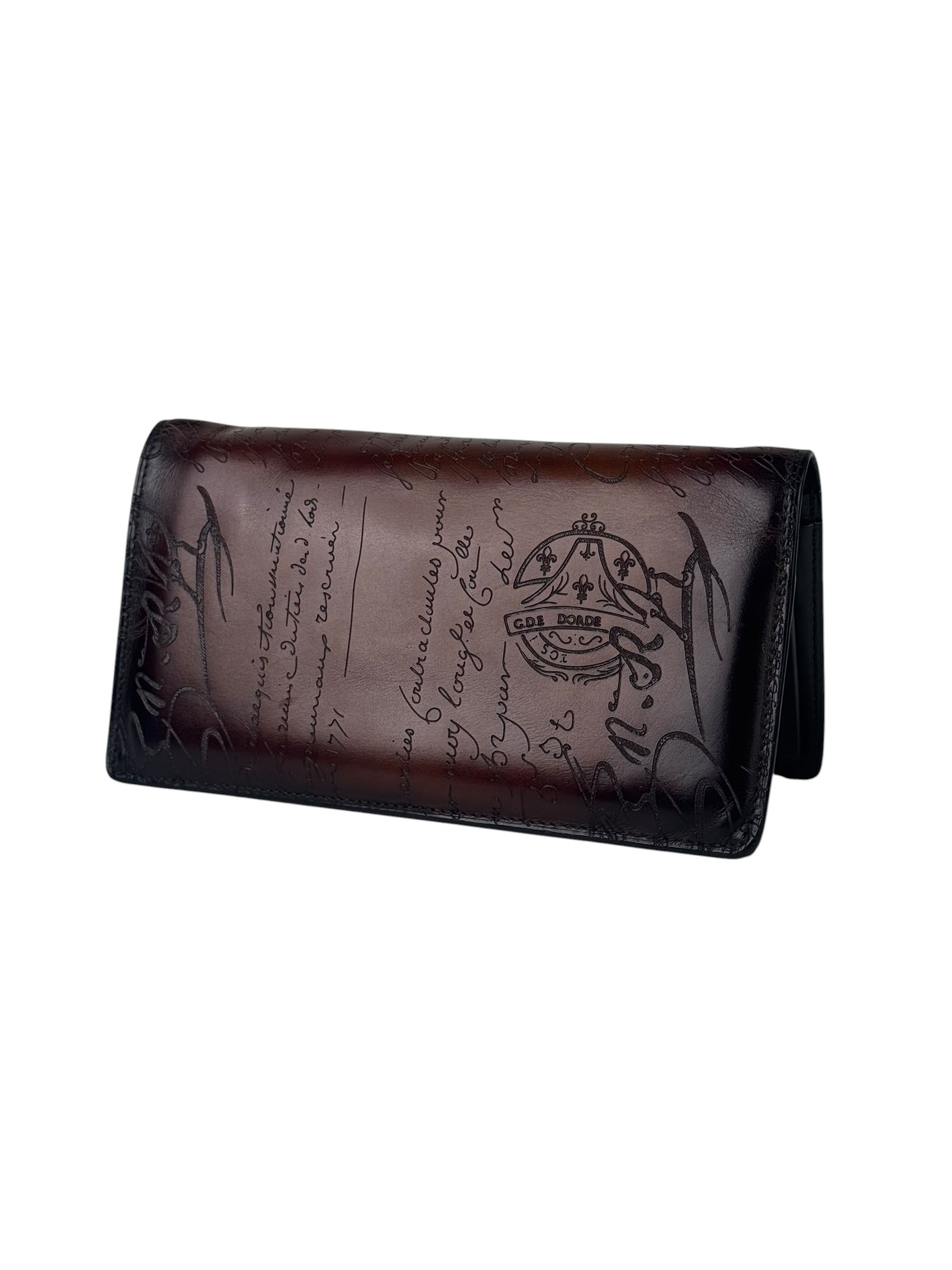 Berluti Scritto Venezia Leather Brown Long Wallet