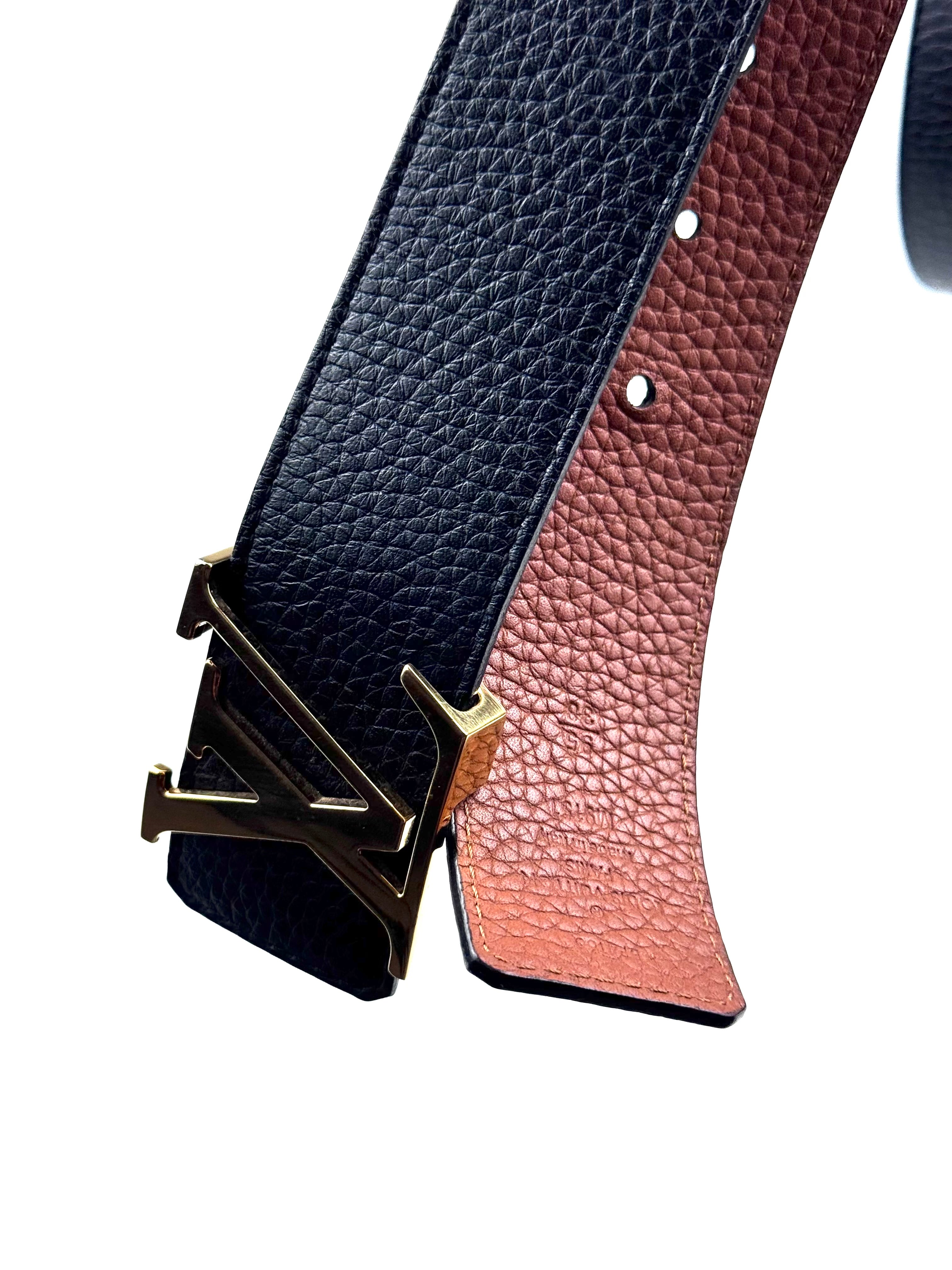 Louis Vuitton Initial 40mm Gold Buckle Leather Reversible Brown Belt