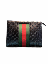 Gucci Embossed Leather Stripe Pochette 1