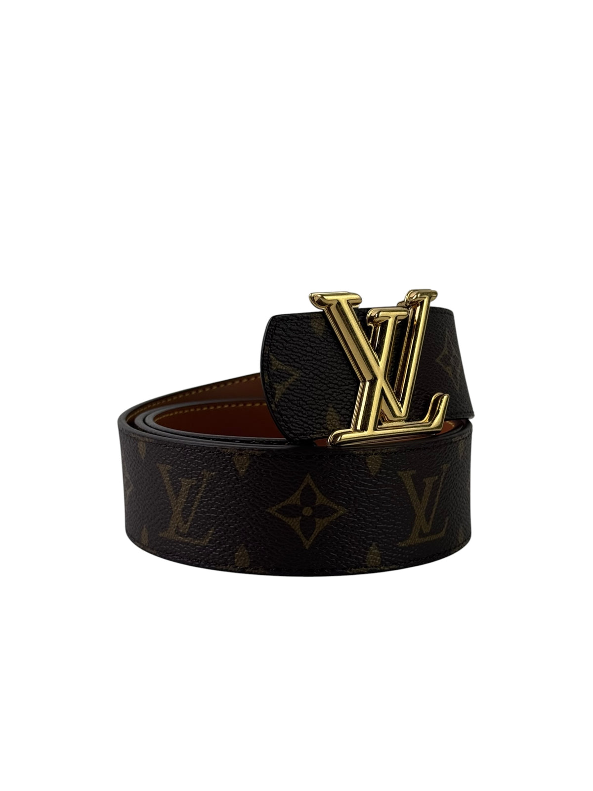 Louis Vuitton Gold Buckle Monogram Macassar Reversible Belt