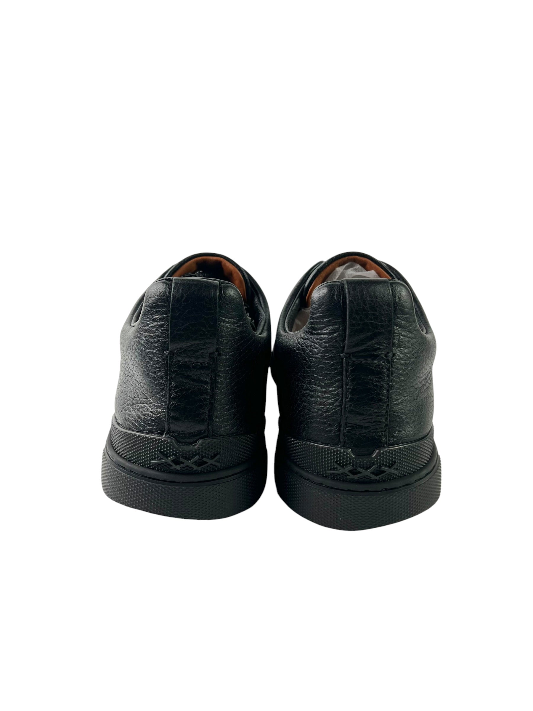 Zegna Triple Stitch Deerskin All Black Slip-On