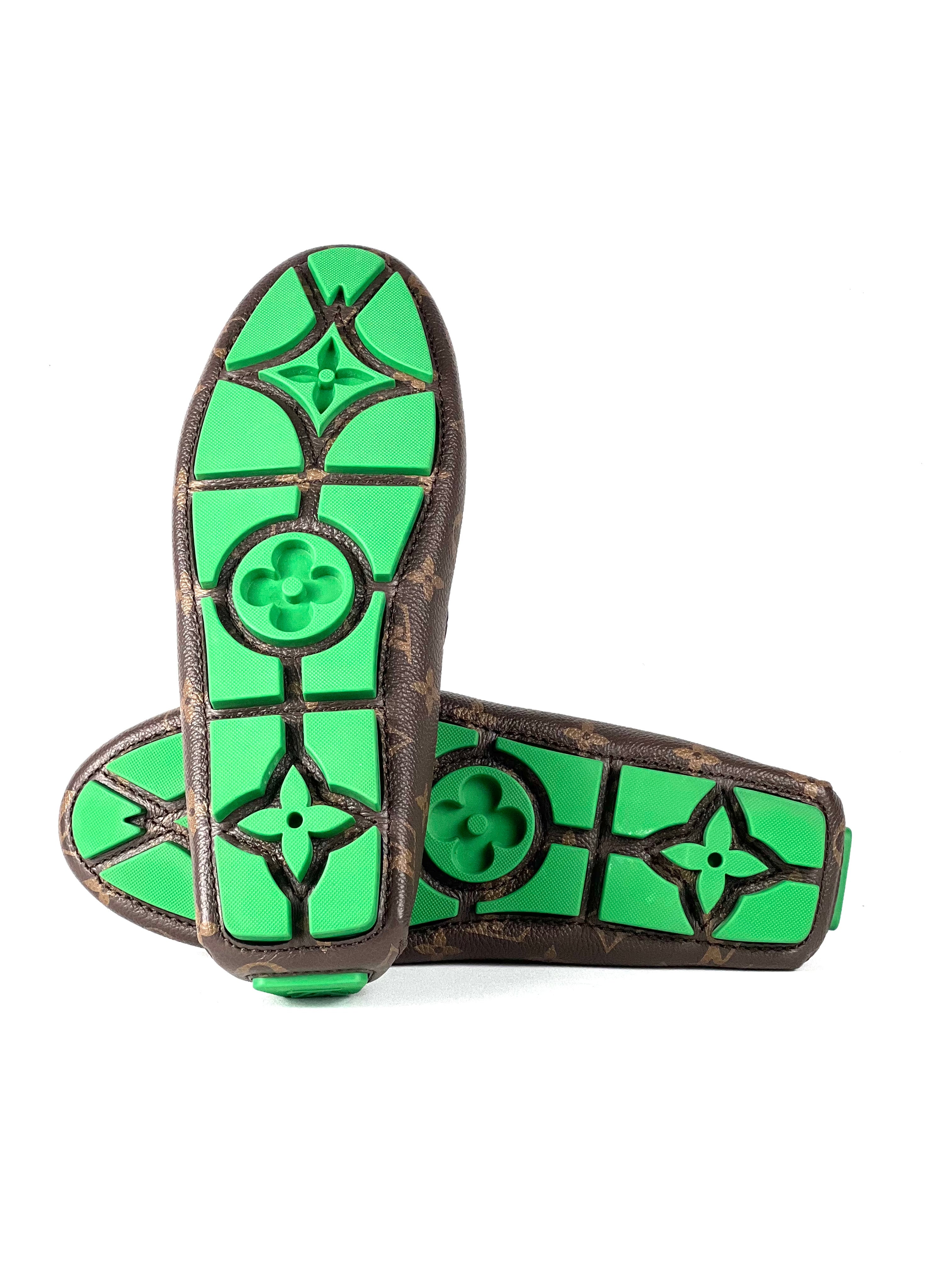Louis Vuitton Driver Monogram Macassar Green Loafers
