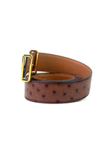 Hermès H Gold Buckle Brown Ostrich Leather Reversible Belt 3