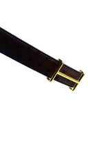 Hermès H Gold Buckle Brown Ostrich Leather Reversible Belt 6