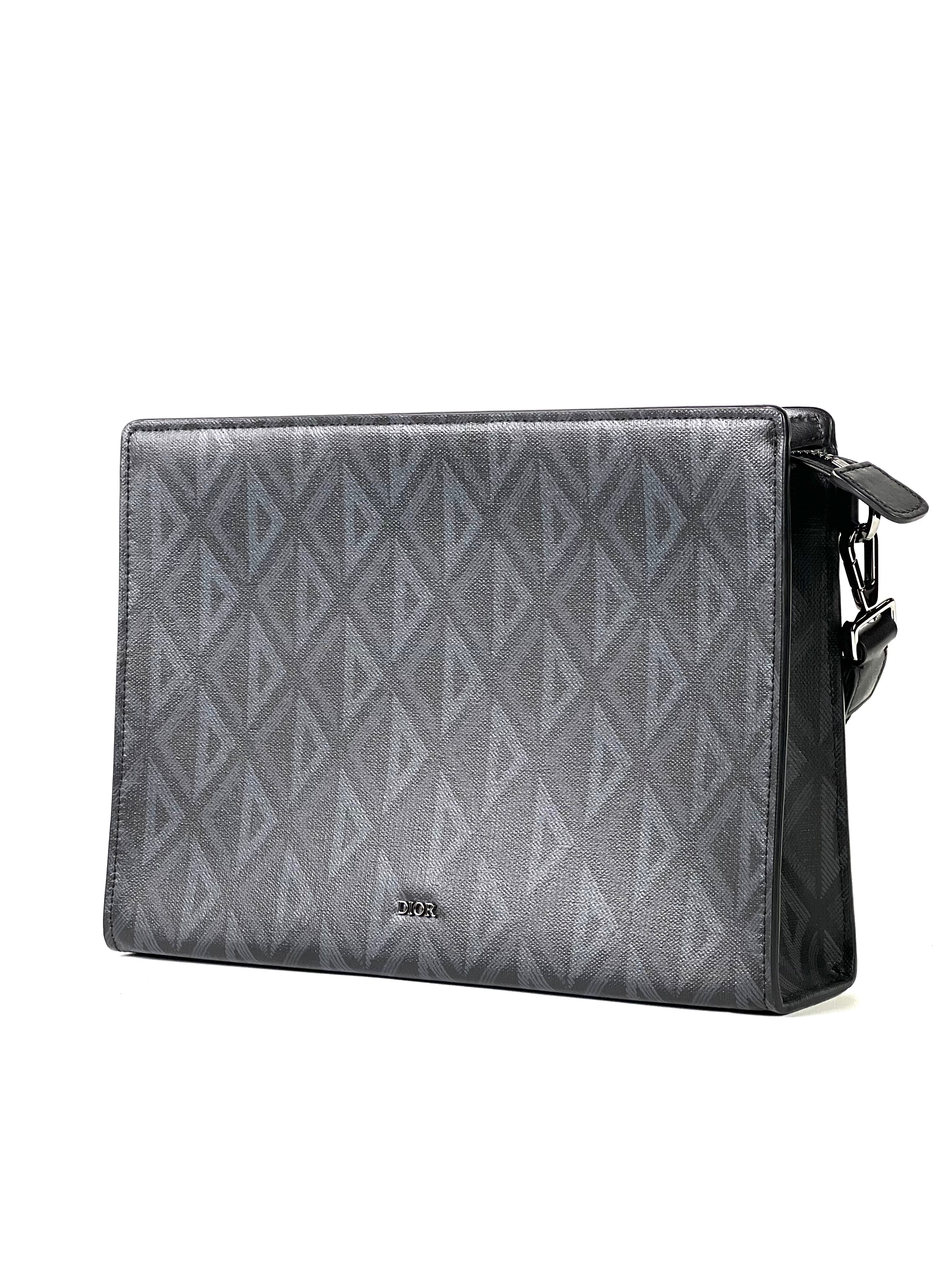 Christian Dior Diamond Black A5 Triangle Pouch