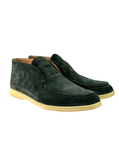 Loro Piana Open Walk Green Suede Slip On