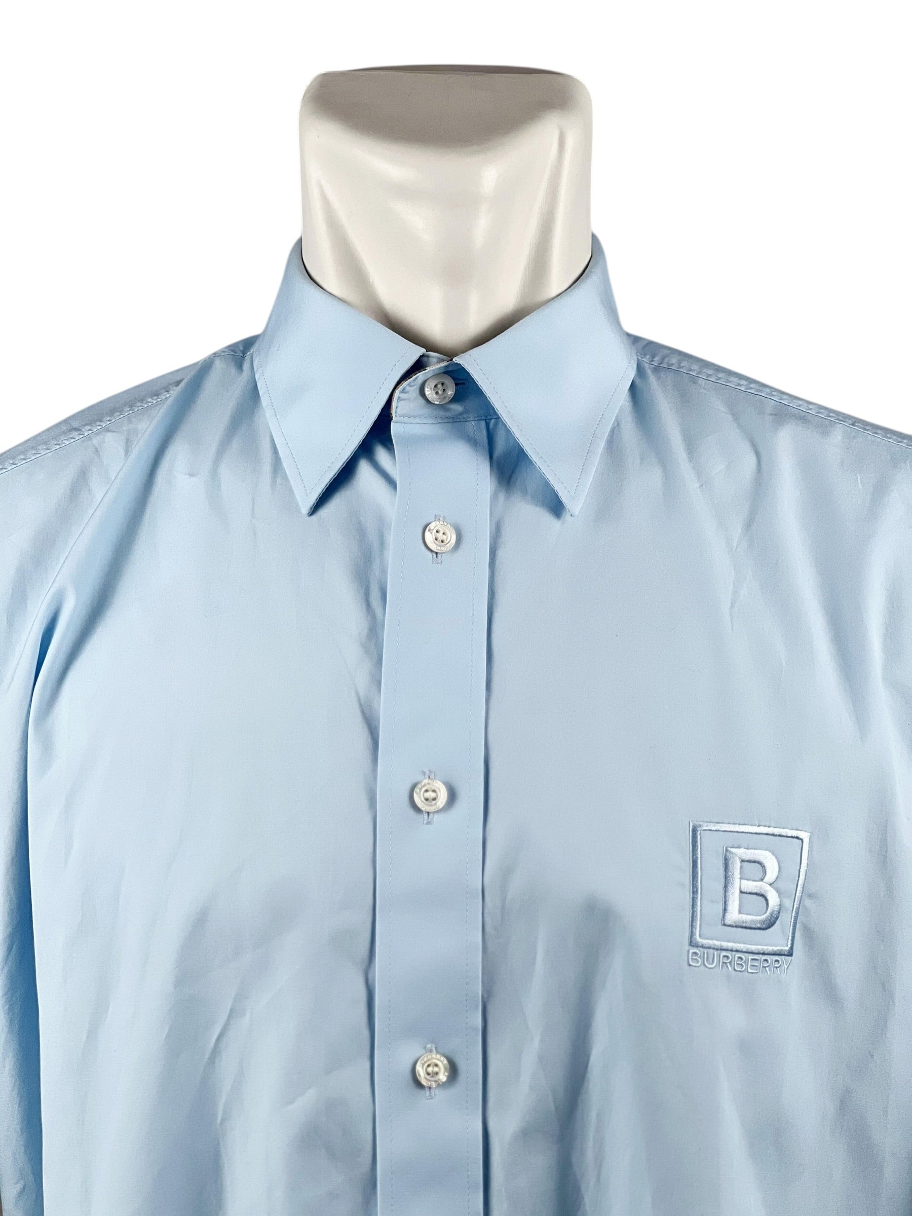 Burberry B Pocket Check Blue Shirt