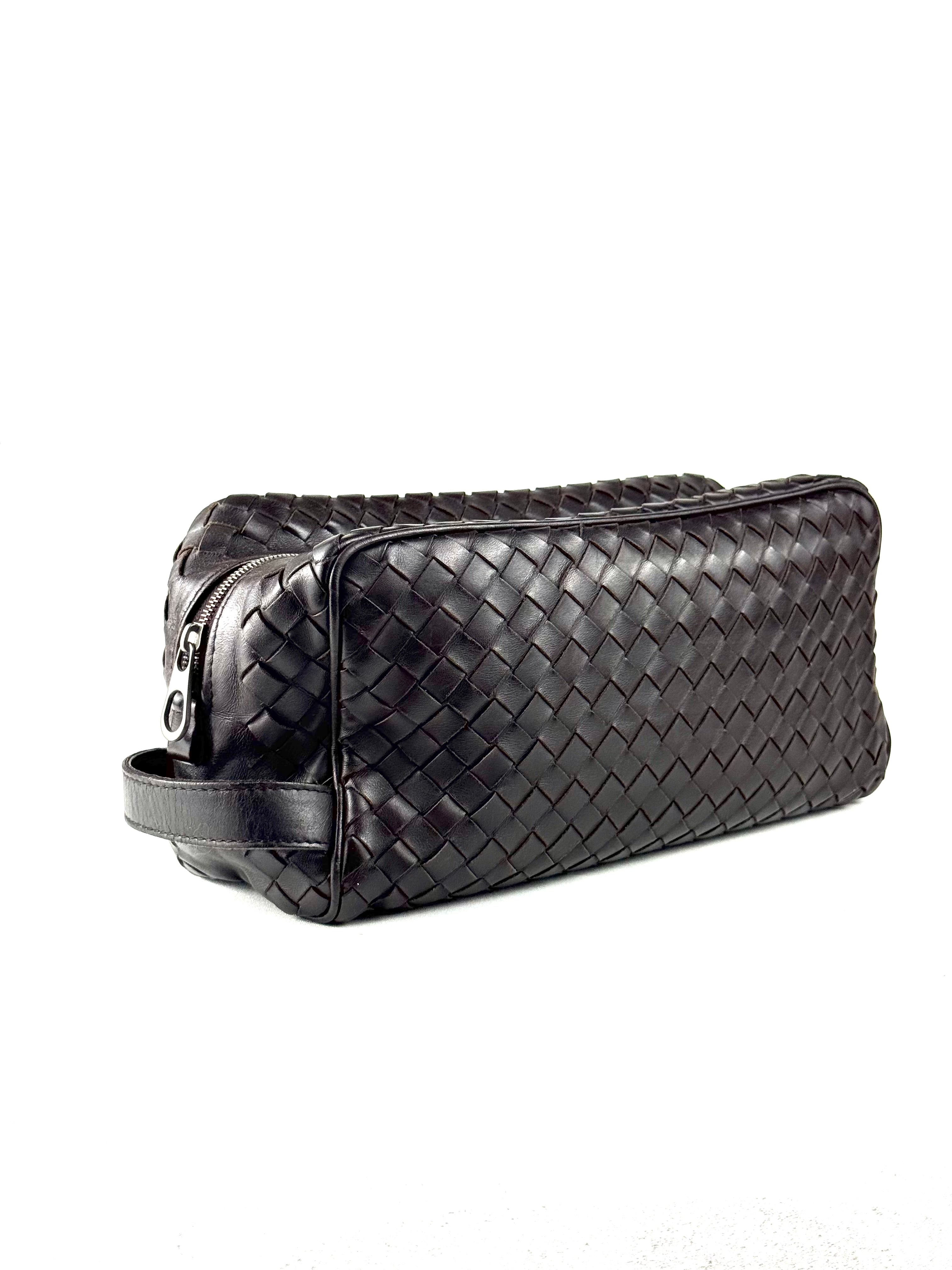 Bottega Veneta Intrecciato Brown Toiletry Pouch