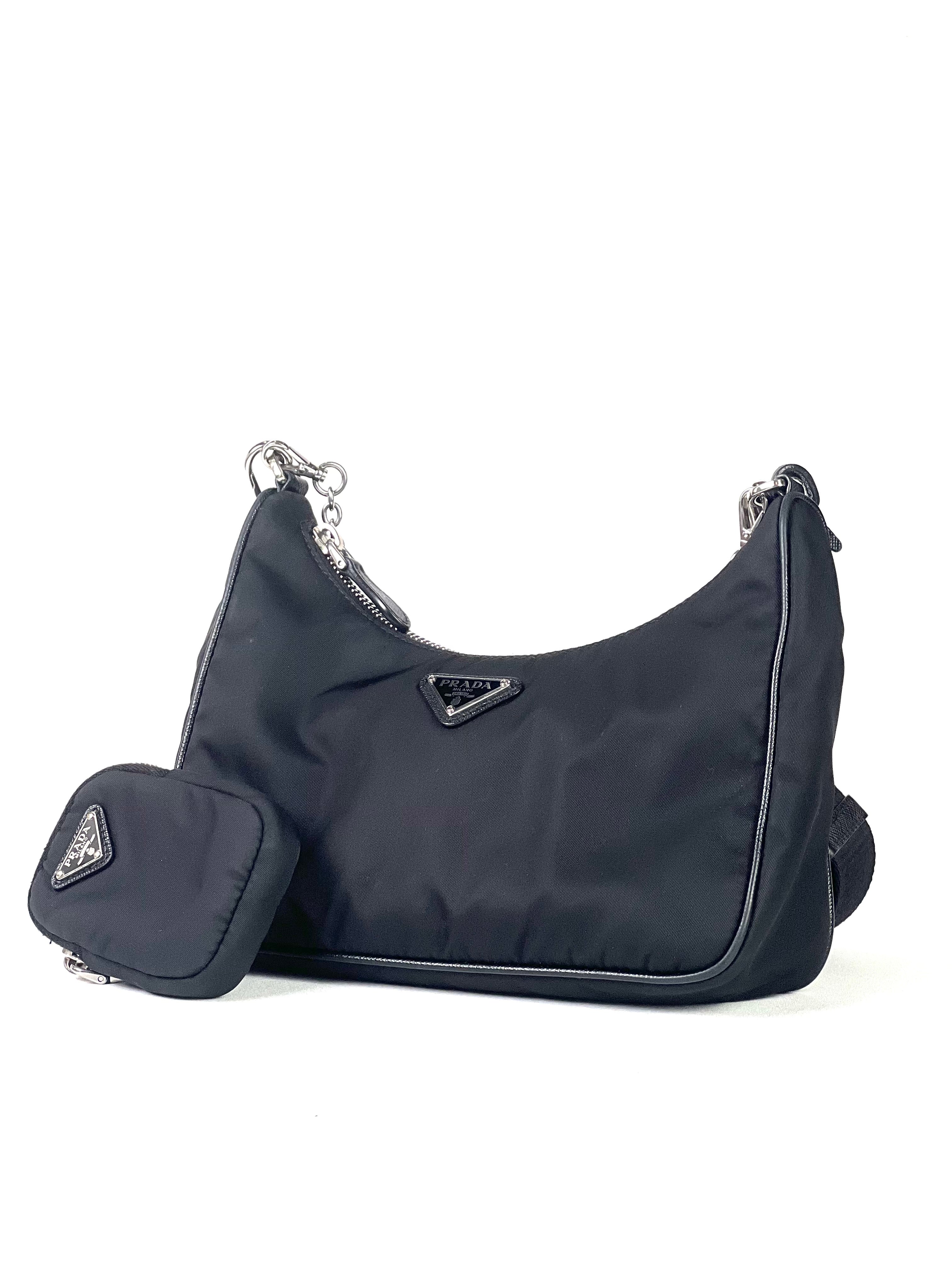 Prada Black Re-Edition Nylon Multi Pochette Slingbag