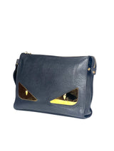 Fendi Gold Monster Eye Grain Leather Clutch 2