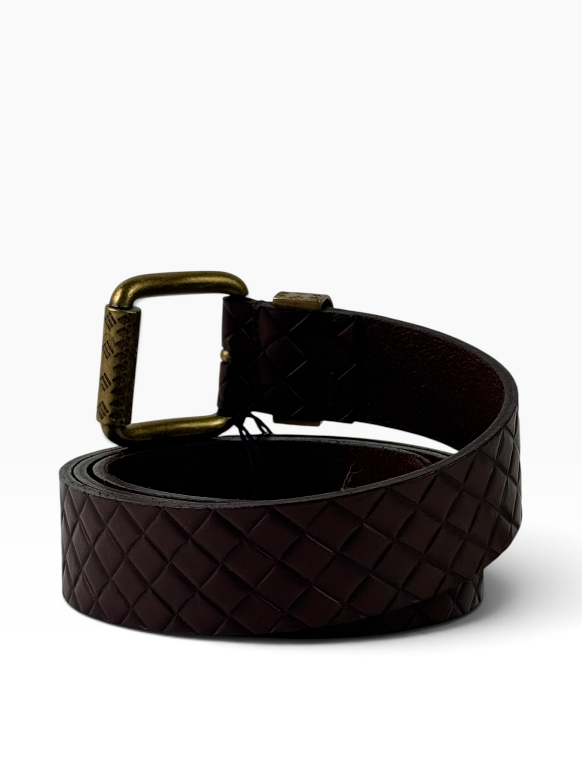 Bottega Veneta Gold Buckle Embossed Leather Belt