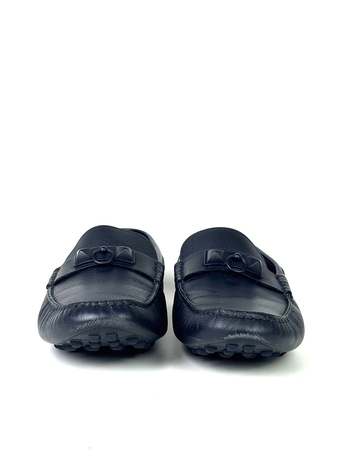 Hermès Irving Navy Leather Loafers