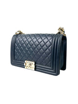 Chanel Boy Lambskin Navy GHW Medium Shoulder Bag 2