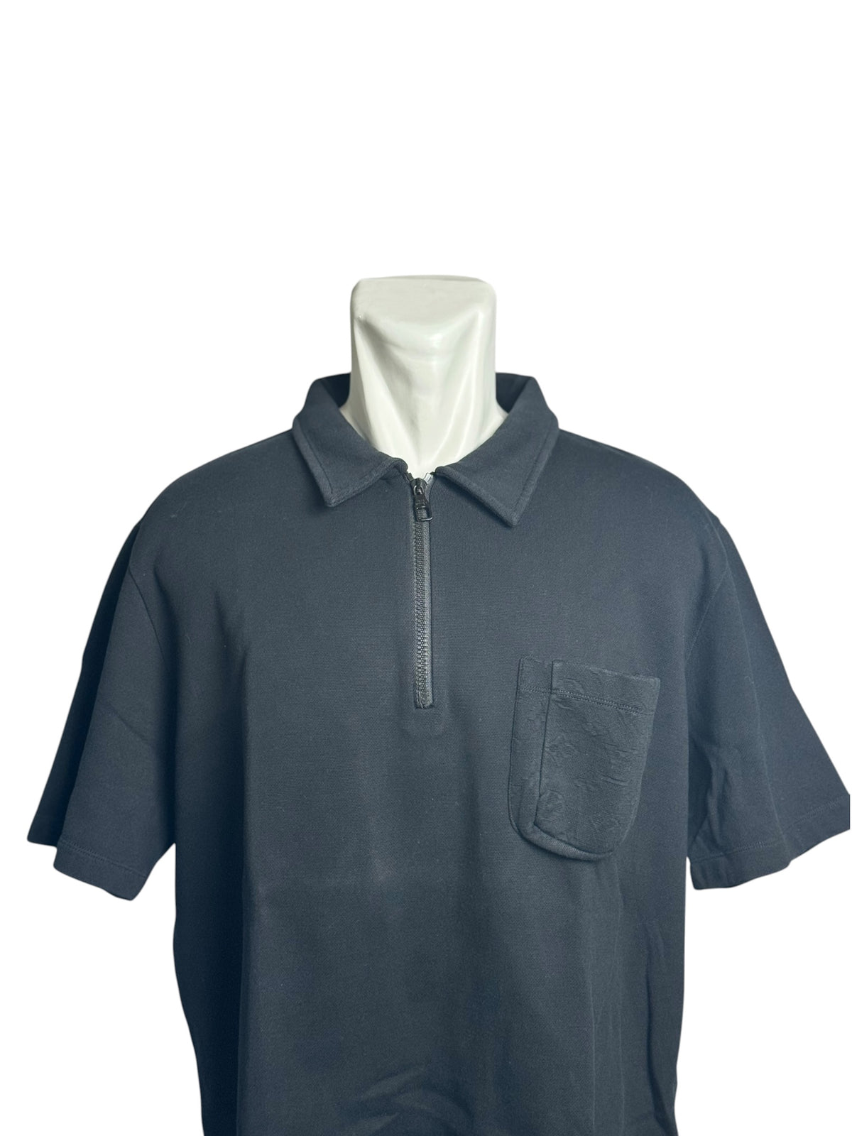 Louis Vuitton Monogram Pocket Zipper Black Polo Shirt