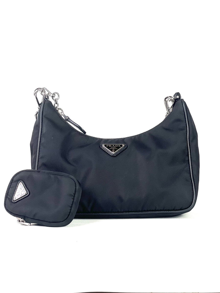 Prada Black Re-Edition Nylon Multi Pochette Slingbag