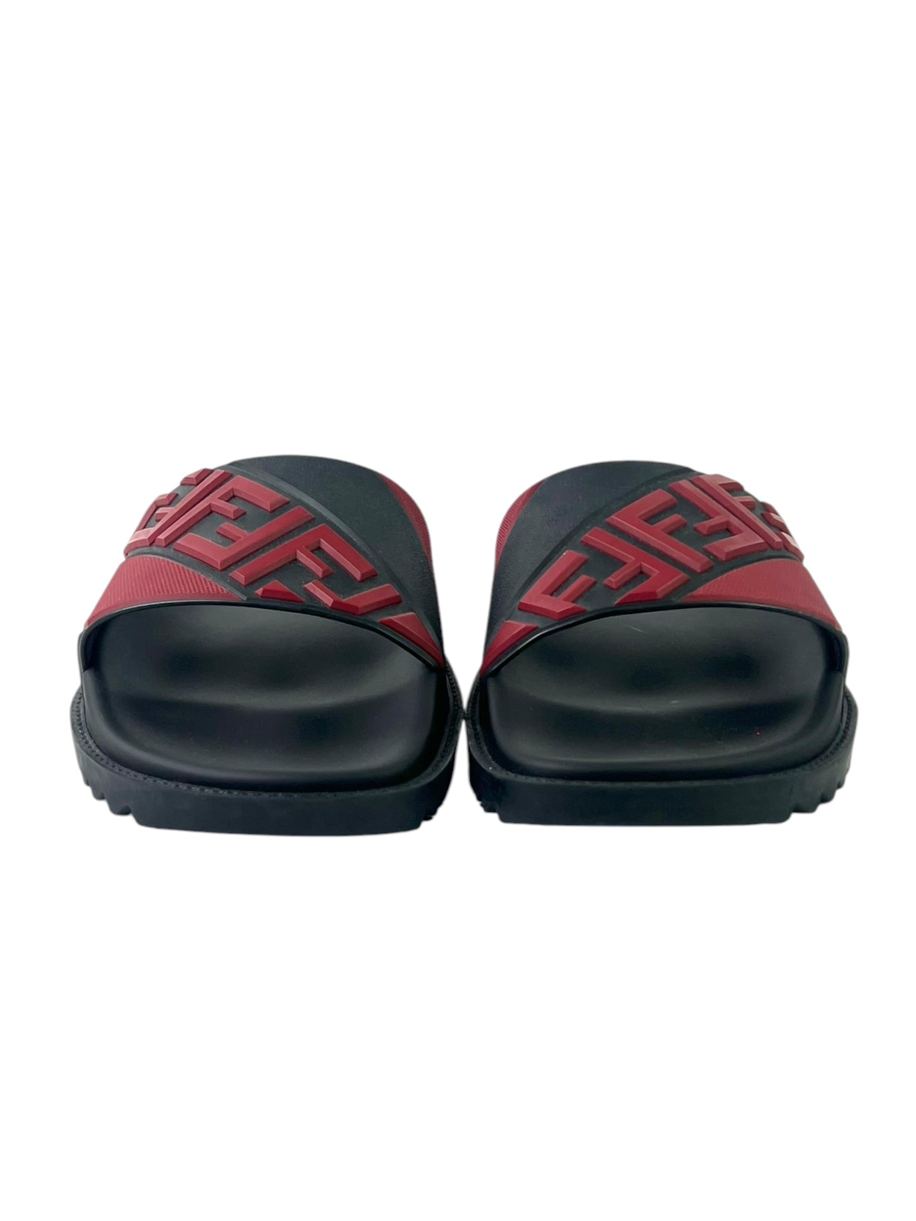 Fendi Diagonal FF Logo Red Black Slide