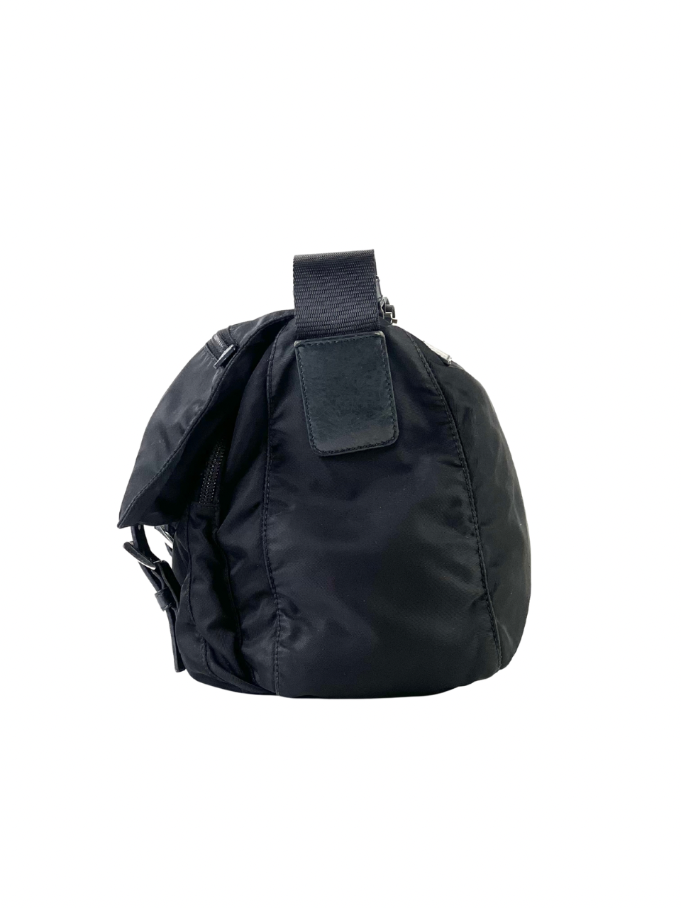 Prada Nylon Black Triangle Logo Messenger Bag