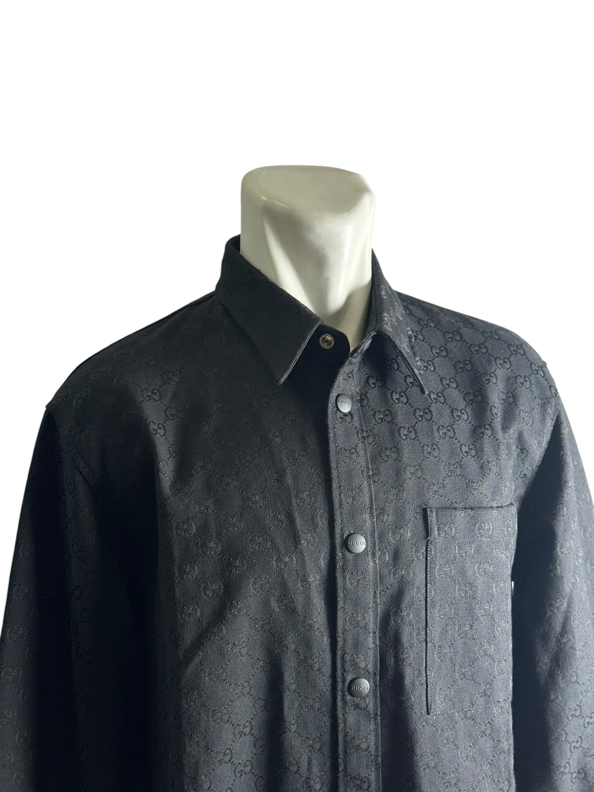 Gucci GG Supreme Black Denim Long Shirt