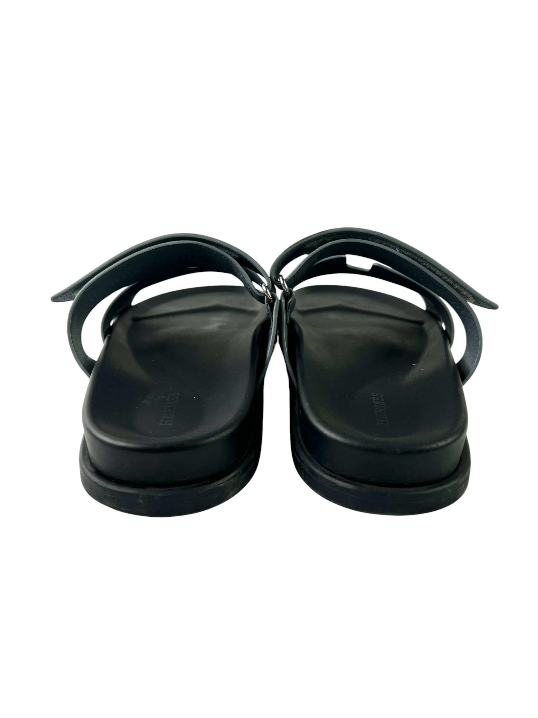 Hermès Chypre Blue Leather Sandals