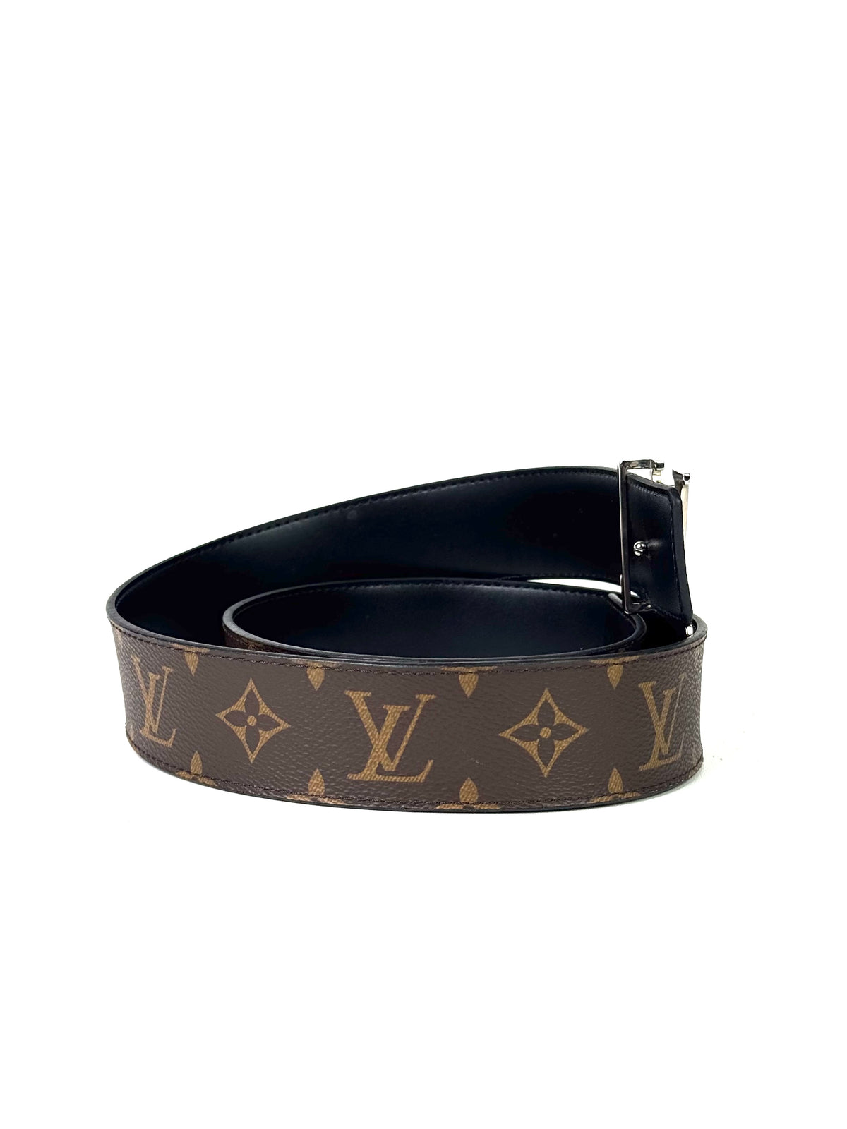 Louis Vuitton Initial Silver Buckle Monogram Macassar Belt